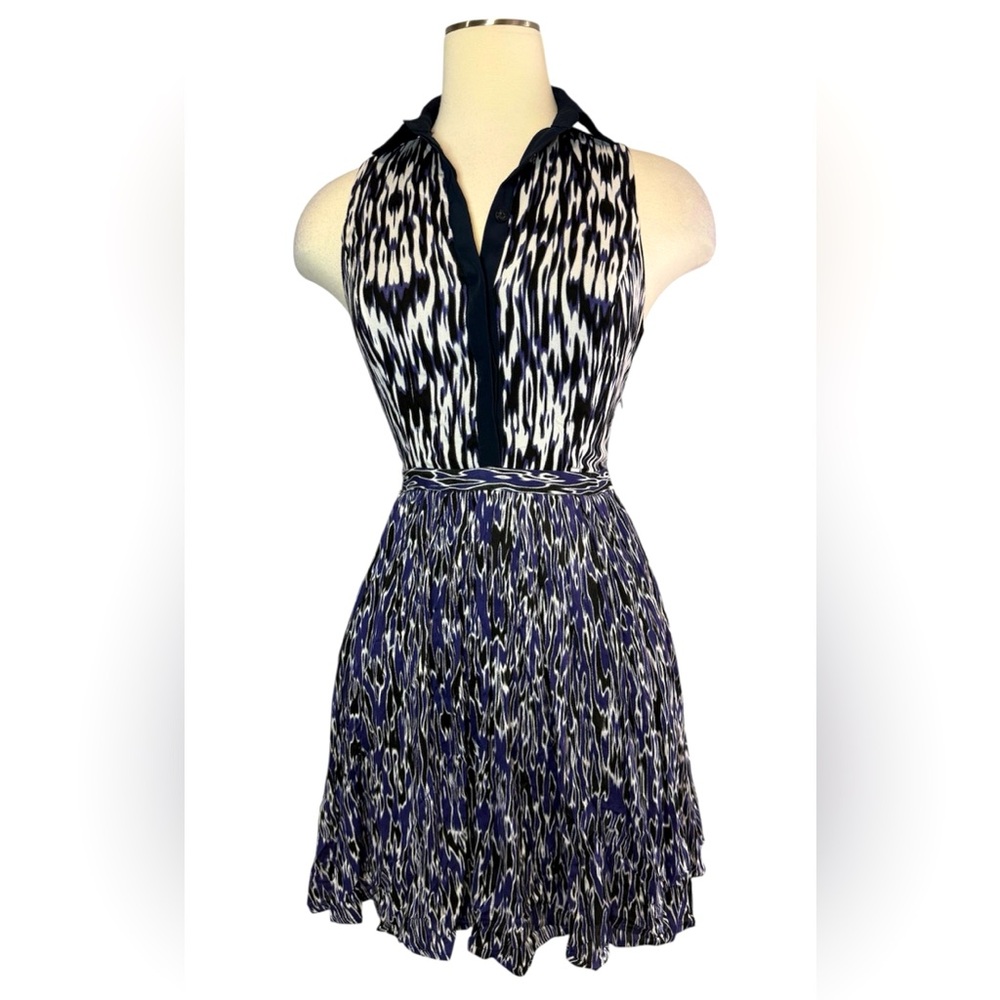 Armani Exchange A/X Women’s Midi Dress Fit Flare Purple Black Sleeveless Size 0